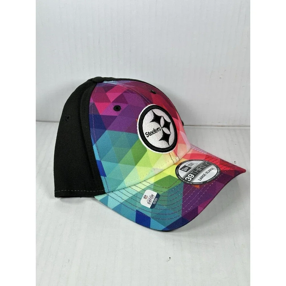 Size L/XL New Era Pittsburgh Steelers 39THIRTY Crucial Catch Flex Fit Hat Cap
